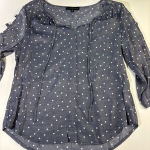 Joan & David Navy Polka Dot Blouse
